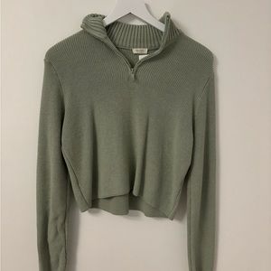 NWT sage green john galt quarter zip sweater